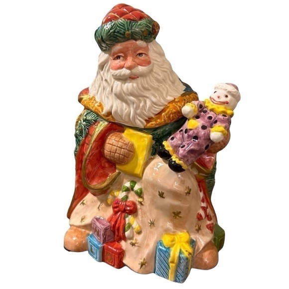 Vintage Santa with Gifts/Toys Porcelain Christmas Cookie Jar - Picture 1 of 9